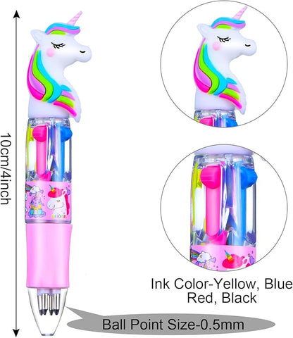 Chinco 12 Pieces Retractable Unicorn Pens 4-in-1 Multicolor Ballpoint Pen Unicorn Candy Party Favor Colored Ink Mini Party Favors for Girls Kids Classroom Prizes Birthday Gifts(Unicorn Style)