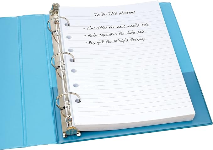 Avery Mini Binder Filler Paper for 3 Ring Binders or 7 Ring Binders, College Ruled, 5.5" x 8.5", 100 Sheets per Pack, 6 Packs, 600 Sheets Total (14230)