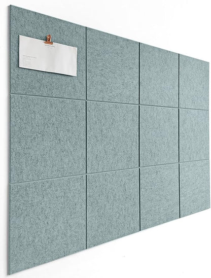 Large Cork Board Alternative - 47"x35" 12 Pack Felt Wall Tiles with Safe Removable Adhesive Tabs, Cork Wall Tiles Cork Board for Home Office Pin Board Tack Board 48 x 36 - Smoky Blue