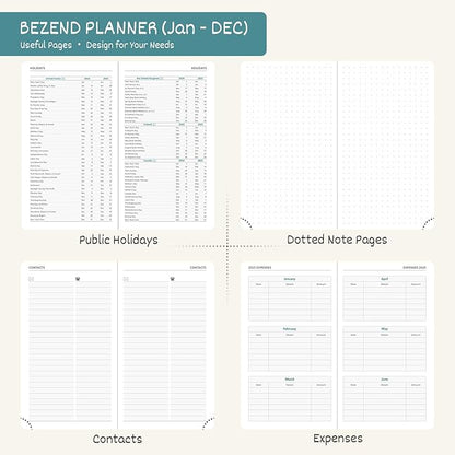 BEZEND Pocket Calendar 2026 Weekly and Monthly (3.5" x 6") Small Daily Planner for Purse (Jan-Dec) with Notes & Expenses, Inner Pocket, Pen Holder, Vegan Leather Hardcover - Kiwi