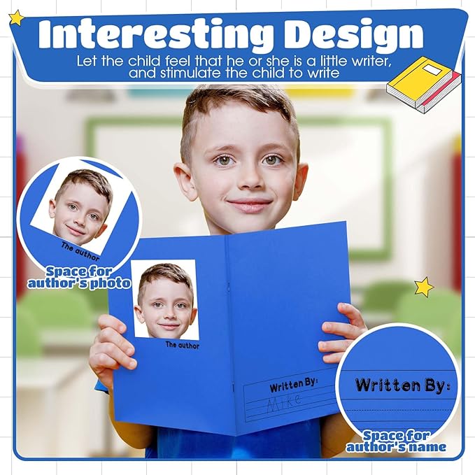 Henoyso 6 Pcs Primary Composition Notebook K-2 9 3/4 x 7 1/2 Inch Primary Journal Blank Writing Book for Kid to Write Draw and Journal 60 Page Notebook Back to School Supplies (Blue)