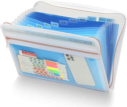 H4D 13 Pocket Expanding File Folder Organizer, Blue, 8.5-x-11-inch