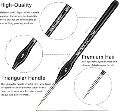 Detail Paint Brush Set,11pcs Miniature Paint Brushes for Fine Detailing, Art Painting, Micro Paint Brush Set for Acrylic, Watercolor, Oil, Paint by Number, Citadel, Figurine, Models, 40k