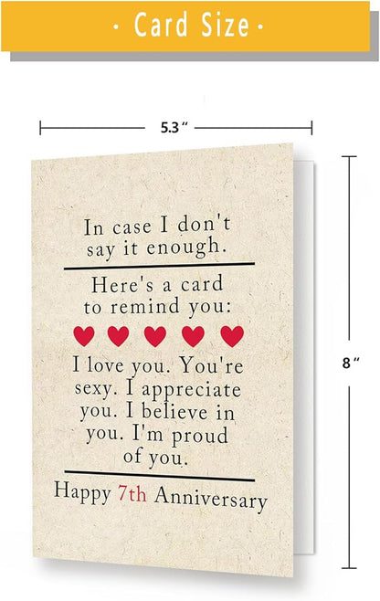 7th for Him & Her - Happy Anniversary Card for Couple