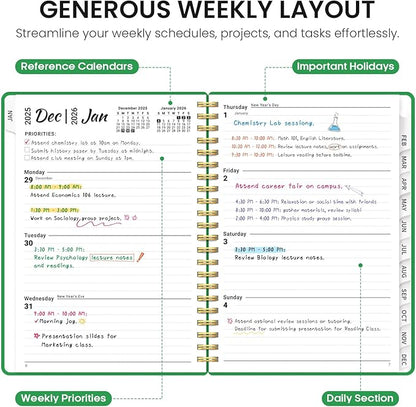 2026 Planner, Weekly and Monthly Calender Planner, Jan 2026 to Dec 2026, Hardcover 2026 Calendar Planner Book with Tabs & Inner Pocket, Office Home School Supplies for Women & Men - A5 (6.3" x 8.5"), Racing Green