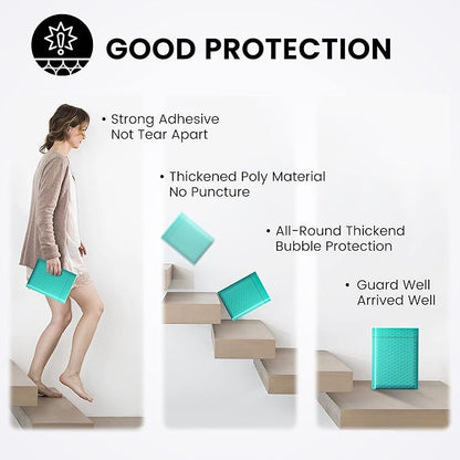 Fuxury Bubble Mailer, 6x10 Inch Bubble Mailers 50 Pack, Self-Seal Adhesive Padded Envelopes, Water Resistant Mailers, Shipping Envelopes for Packaging, Small Business, Mailing,Bulk Teal #0