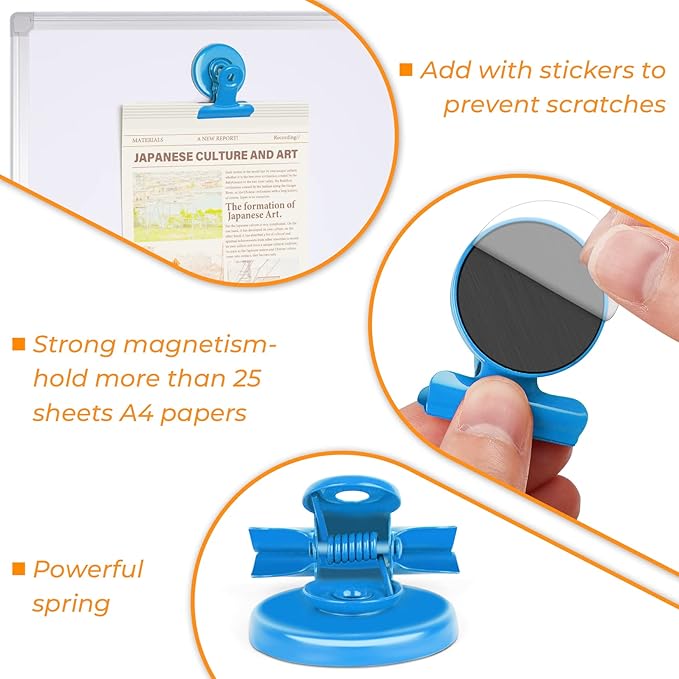 20 Pack Magnetic Clips Refrigerator Magnets, Heavy Duty Magnet Clips, Clip Magnets Fridge, Magnet Clips for Whiteboard Locker Cruise Decor (Light Blue)