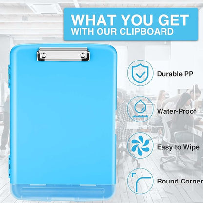 Sooez Clipboard with Storage, High Capacity Nursing Clipboards with Pen Holder, Heavy Duty Plastic Storage Clipboard with Low Profile Clip, Clipboard Folder, Teacher Must Haves, Office Supplies