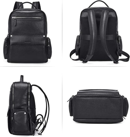BOSTANTEN Men Leather Backpack 15.6” Laptop Backpack Travel Business Office Bag Large Capacity College Daypack