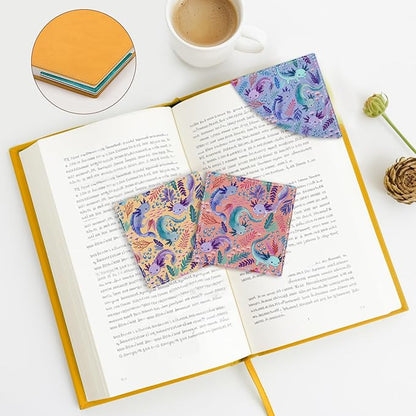 Axolotls Corner Bookmarks, Cute Leather Book Accessories for Book Lovers, 3 Pcs Reading Book Page Markers for Women Men Student Teacher Girls Boys Kids Retirement Birthday Gifts