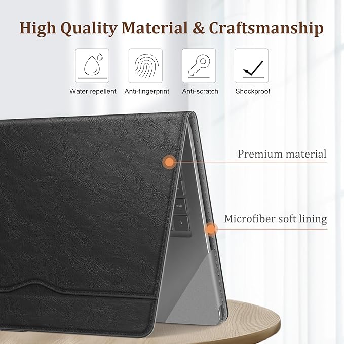 Fintie Sleeve Case for 12.4 Inch Microsoft Surface Laptop Go 3/2/1 (Model: 2013/1943), Premium PU Leather Protective Folio Book Cover with Large Pocket (Black)