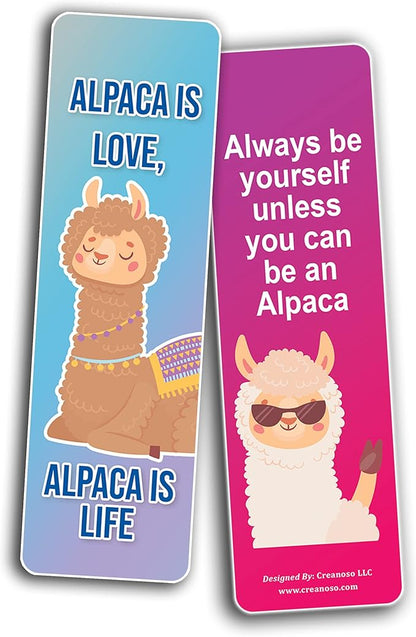 Creanoso Alpaca Funny Bookmarks (2-Sets X 6 Cards) – Daily Inspirational Card Set – Interesting Book Page Clippers – Great Gifts for Adults and Professionals