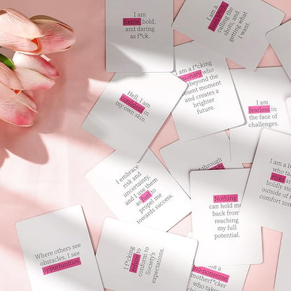 Badass Affirmation Cards for Women, 60 Unique Positive Daily Affirmation Cards Deck, Badass Affirmation Motivational Mindfulness Cards for Spiritual Self Care, Birthday Gifts for Women