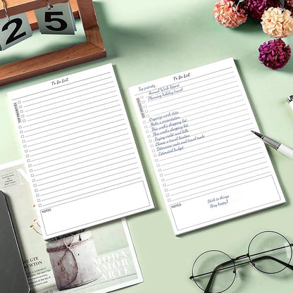 TO DO List Notepad, Note Pads 2 Pack, 8.3” X 5.7”52 Sheets TO DO List Notebook, Do List Notepad with checklist, Top priority, Note, Regular To Do Section for Planner & Organizer, Notepads for Work