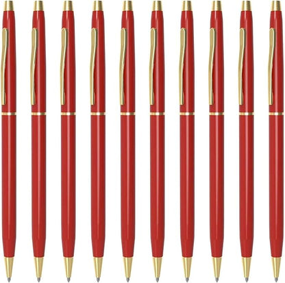 Cambond Ballpoint Pens Red Pens - Metal Pen Black Ink Pens 1.0 mm Medium Point Retractable Nice Pens Smooth Writing Pens for Journaling Men Women Police Uniform Office Business, 10 Pack (Red)