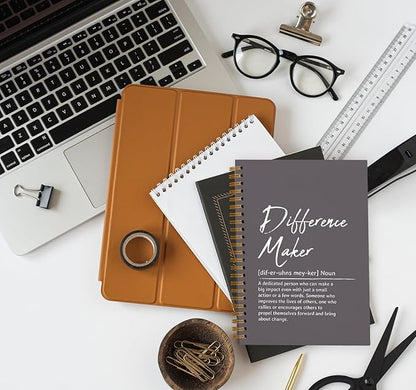 OXW Difference Maker Appreciation Gift, Meeting Notebook for Work, Thank You Gifts for Leader Mentor Manager Boss, Office Supplies Social Worker Notebook, Gray Hardcover Spiral Notebook 5.5 x 8.3