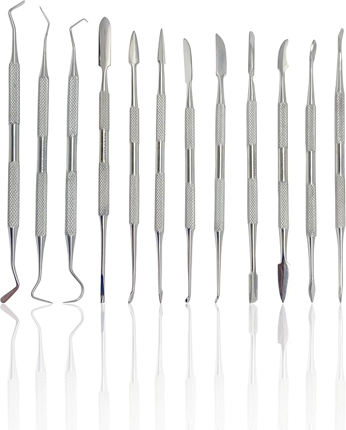 CYNAMED Stainless Steel Spatula Wax & Clay Sculpting Tool Carver Set (12PK)