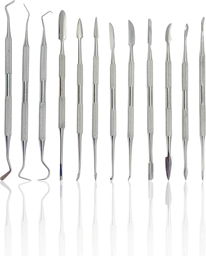 CYNAMED Stainless Steel Spatula Wax & Clay Sculpting Tool Carver Set (12PK)