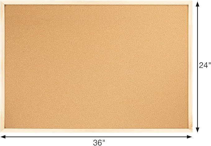 OWLKELA 24'' x 36'' Cork Board Bulletin Board, Wooden Framed Corkboard, Wood Oak Frame Corkboard, Vision Board and Decorative Hanging Pin Board