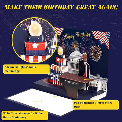 Pop Up Trump Birthday Card with Light & Sound - Greeting Card - Birthday - White House