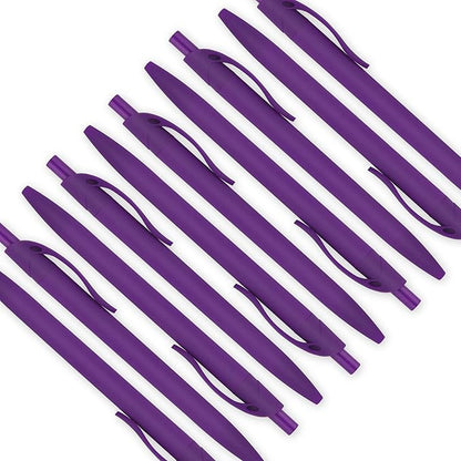 Deegtran 200 Pack No Bleed Purple Barrel Click Pens, Wholesale Retractable Ballpoint Pens, Medium Point, Smooth Ink, 1.0MM Black Ink