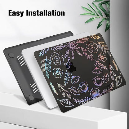 Fintie Case for MacBook Air 13.6 Inch A3113 A2681 (2022 2023 2024 Release) - Snap On Hard Shell Cover for MacBook Air 13.6" M2 M3 Chip with Liquid Retina Display and Touch ID (Garden-Black)