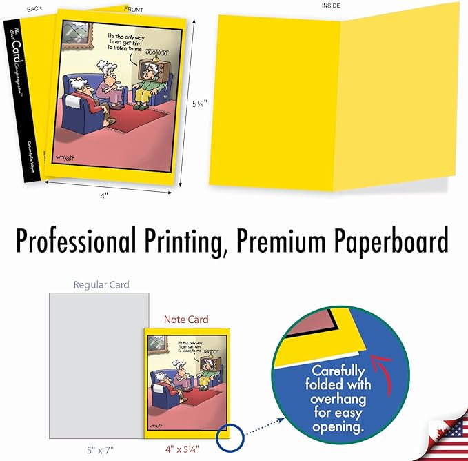 The Best Card Company - Variety Pack of 10 Funny Assorted Blank All Occasions Notecards 4 x 5.12 Inch w/Envelopes - Cartoon Humor for Men, Women (10 Designs, 1 Each) - Wild for Whyatt M6463OCB