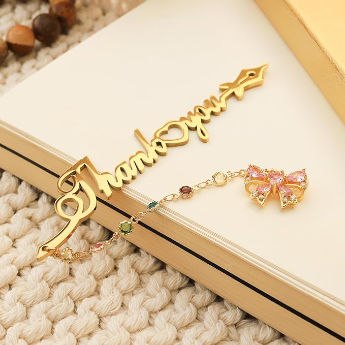 Metal Bookmark Cute Book Accessories Gifts for Women Teacher Readers Book Lovers for Christmas Mother's Day (Thank You Gold)