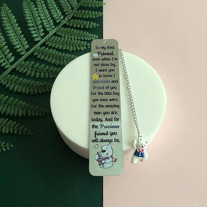 Best Friend Bookmarks Men Teens Christmas Graduation Farewell Bookmark Good Friends Birthday Back to School Gifts Appreciate Friendship Encouragement Retirement Thank You Keepsakes Cute Bear Design