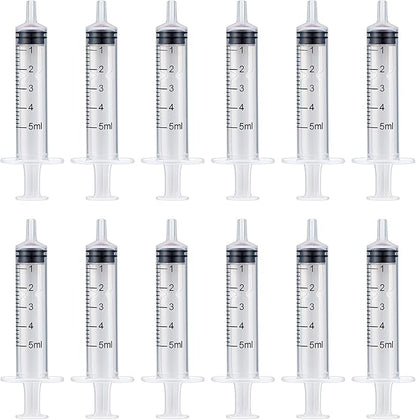 12PCS 5ML/CC Ink Filling Plastic Syringe Set with Bluent Stainless Needle Tip for Fountain Pen, Printer