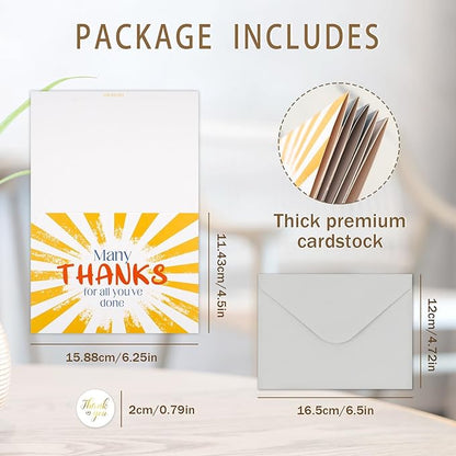 30 Employee Appreciation Cards Bulk with Envelopes - Teacher Thank You Cards 300GSM Blank Greeting Cards for Teachers, Employees, Nurse, Volunteers and Doctor