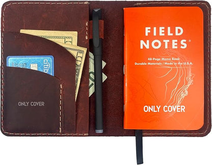 Thot Ra Leather Cover for Field Notes, Passport Cover, Leather Notebook Cover for 3.5" x 5.5" with Pen Holder, Only Cover (Shedron)