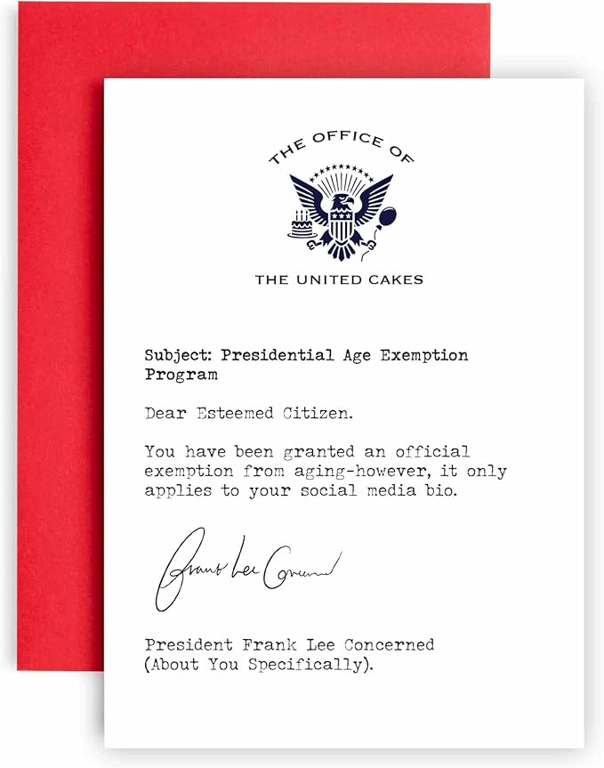 Huxters Funny Birthday Card for her women and Him MenYou can change your Age on Social Media Letter - Fun Joke Greeting Card for Dad Brother Uncle Mom Sister Auntie - - 17 by 12cm (Age Exemption)