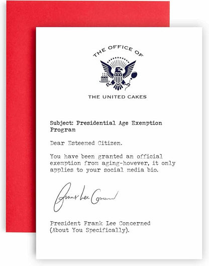 Huxters Funny Birthday Card for her women and Him MenYou can change your Age on Social Media Letter - Fun Joke Greeting Card for Dad Brother Uncle Mom Sister Auntie - - 17 by 12cm (Age Exemption)