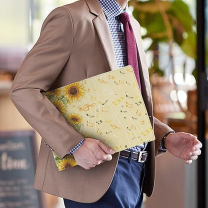 Cozeyat Sunflowers Padfolio for Women Musical Note Design PU Leather Portfolio Folder for Documents, File Folders Letter Size Portfolio Binder for Job Work Office