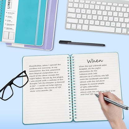 Light Blue Lined Spiral Journal Notebook with 160 Pages, 8×5.7in, A5 Spiral Notebook, Journaling Notebooks for Work, School, Women, Men, College Ruled Spiral Notebook, Hardcover Leather Journals