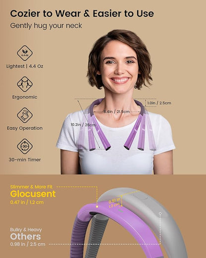 Glocusent Upgraded LED Neck Reading Light, Book Light for Reading in Bed, 30-min Timer, 3 Colors & 3 Brightness Adjustable, Rechargeable & Long Lasting, Perfect for Reading, Knitting