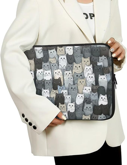 Cartoon Cat Printed Computer Bags for Laptops, Water Resistant 10 Inch Laptop Bag Laptop Briefcase Travel Case for Women Men Teens, Compatible with Most Laptops