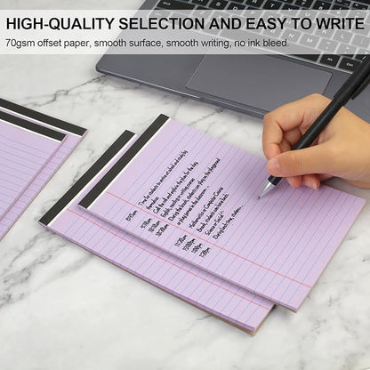 Utron 6 PCS Small Legal Pads 5x8 Purple, Narrow Ruled Small Note Pads 5x8, Micro Perforated Writing Pad, College Ruled Legal Notepads 5x8 for Study, Office, To-Do Lists(30 Sheets/Small Notepad)