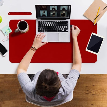 ‎Boutilon Leather Desk Pad 24"x 14" Non-Slip Mouse Pad,Office Desk Mat,Waterprooft PU Leather Desk Blotter,Desk Pad Protector,Desk Writing Pad for Home Office Decor (S-Red)