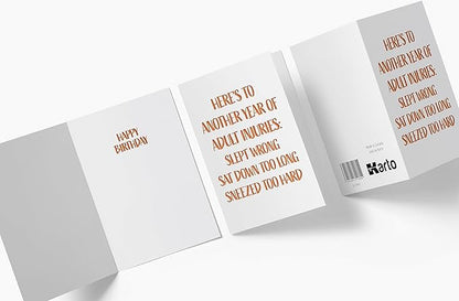 Karto Funny Birthday Card for Men Women - Large 5.5x8.5 inch Happy Birthday Cards for Mom Dad Brother Sister - 30th 40th 50th 60th 70th - Injuries