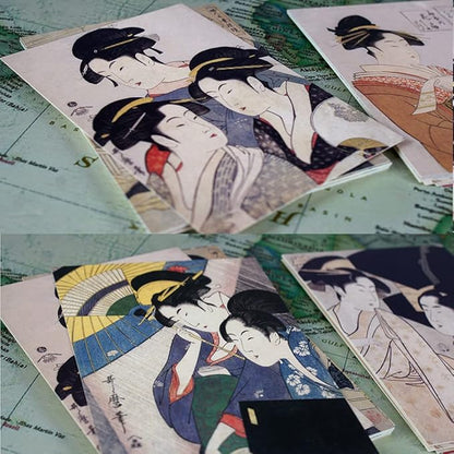 HOSTEESSCHOICE Vintage Art Postcards set of 30 Post card of Japanese Artist Kitagawa Utamaro variety pack Famous Painting Scenery,4 x 6 Inches