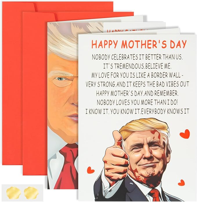 KYWYOYOU Mothers Day Card,Happy Trump Mother's Day Gifts for Him Her, Humor Mother's Day Cards Gifts, Mothers Day for Mom(2PSC).