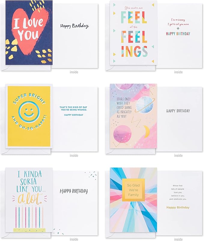 American Greetings Deluxe Birthday Card Assortment, Bright & Cheerful (40-Count)