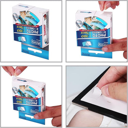 Durony 300 Pieces Photo Sticker White Double-Sided Self Adhesive Photo Tapes for Pictures DIY Photo Album Journal