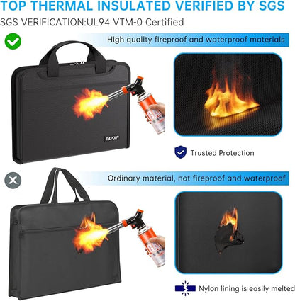 ENGPOW Accordion File Organizer,Fireproof Expanding File Folder with Multi Pockets,13 Pockets Document Organizer with Handle & Labels,Portable Home Travel Safe Storage for Letter A4 Files and More