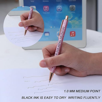 7pcs funny pens for adults, Seven Days of The Week Pen Describing Mentality,Glitter Ballpoint Pens,Black Ink Medium Point 1.0 mm Gift Pens, Cute Pens Office Supplies for Women