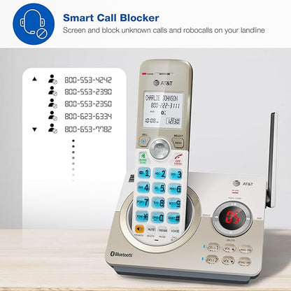 AT&T DL72119 DECT 6.0 Cordless Phone for Home with Bluetooth Connect to Cell, Call Blocking, 1.8" Backlit Screen, Big Buttons, intercom, and Unsurpassed Range
