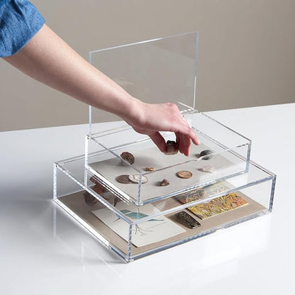 russell+hazel Medium Acrylic Flip Box, 9.5” x 6.5”, Desktop Organization, Clear, 1 Count, 98147