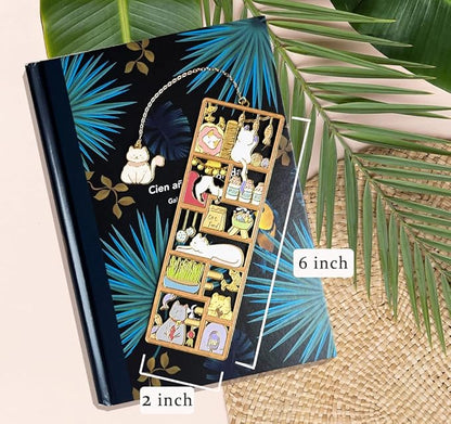 Metal Black Cat Bookmarks with Gift Box, Cat Pendent Book Markers for Book Lovers Bestfriend Cute Birthday Gifts Appreciation Gifts Mothers Day Teacher Student Gifts (Garden cat)